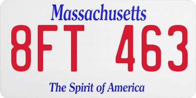 MA license plate 8FT463
