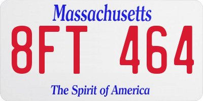 MA license plate 8FT464