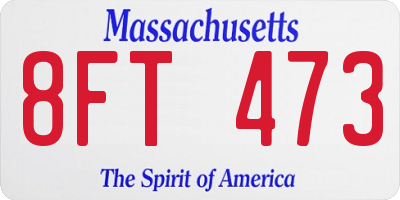 MA license plate 8FT473