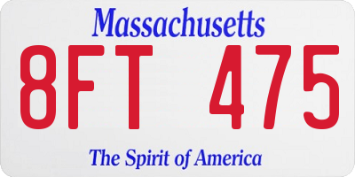MA license plate 8FT475