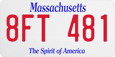 MA license plate 8FT481