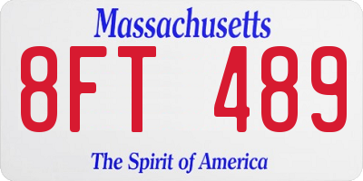 MA license plate 8FT489