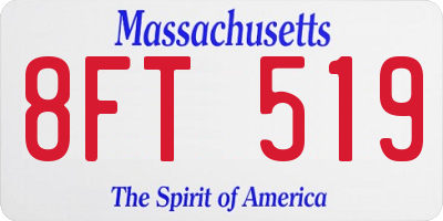 MA license plate 8FT519