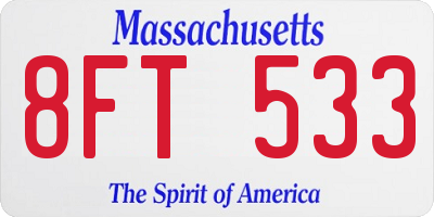 MA license plate 8FT533