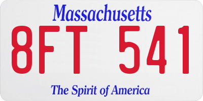 MA license plate 8FT541