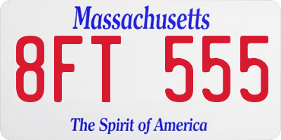 MA license plate 8FT555