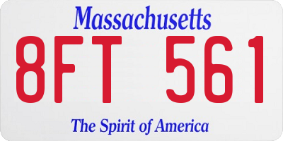 MA license plate 8FT561
