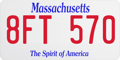 MA license plate 8FT570