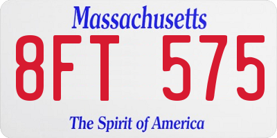 MA license plate 8FT575