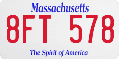 MA license plate 8FT578