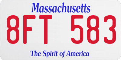 MA license plate 8FT583