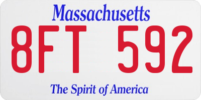 MA license plate 8FT592