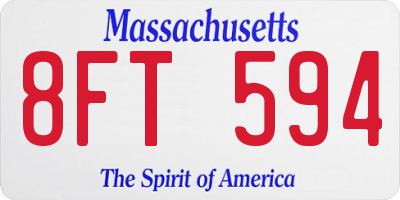 MA license plate 8FT594