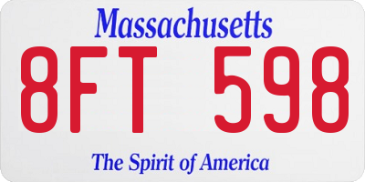 MA license plate 8FT598