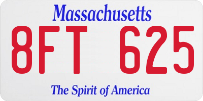 MA license plate 8FT625