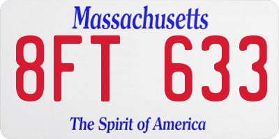 MA license plate 8FT633