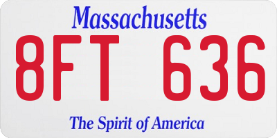 MA license plate 8FT636