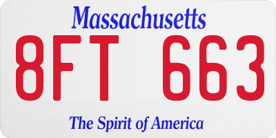 MA license plate 8FT663