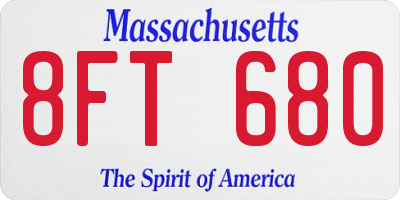 MA license plate 8FT680