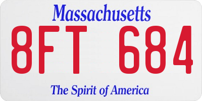 MA license plate 8FT684