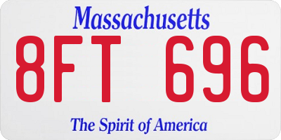 MA license plate 8FT696