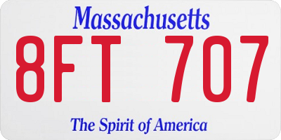 MA license plate 8FT707