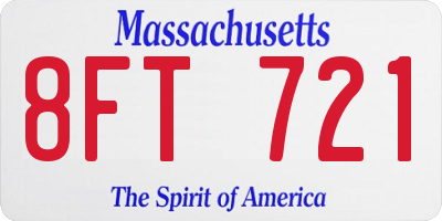 MA license plate 8FT721