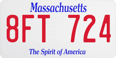 MA license plate 8FT724