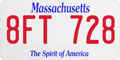 MA license plate 8FT728