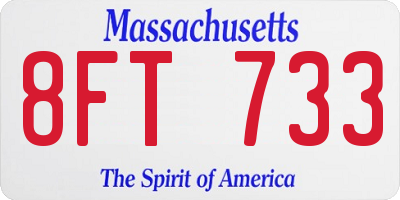 MA license plate 8FT733