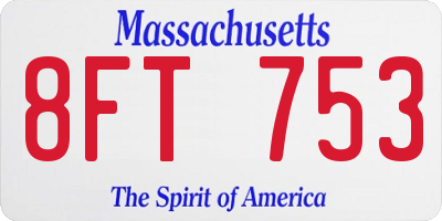MA license plate 8FT753