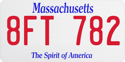 MA license plate 8FT782