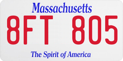 MA license plate 8FT805