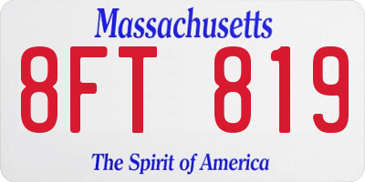 MA license plate 8FT819
