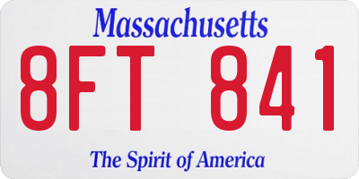 MA license plate 8FT841