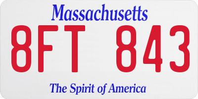 MA license plate 8FT843