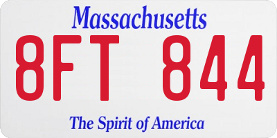 MA license plate 8FT844