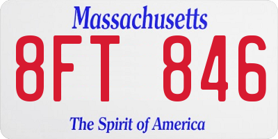 MA license plate 8FT846