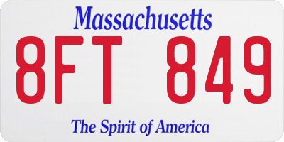 MA license plate 8FT849