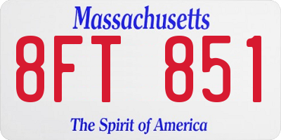 MA license plate 8FT851