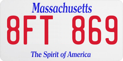 MA license plate 8FT869