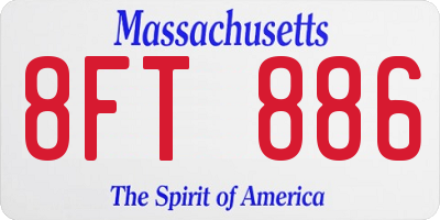 MA license plate 8FT886