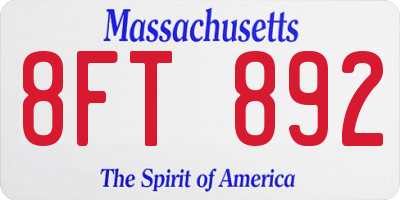 MA license plate 8FT892