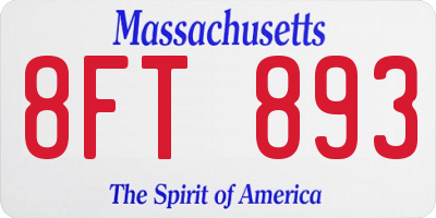 MA license plate 8FT893