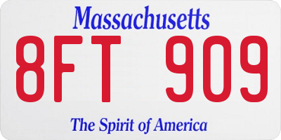 MA license plate 8FT909