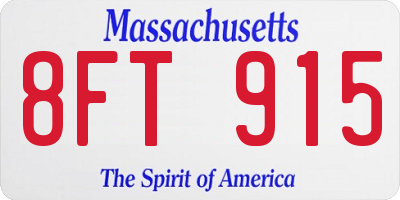 MA license plate 8FT915