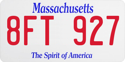 MA license plate 8FT927