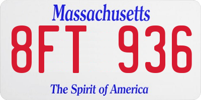 MA license plate 8FT936