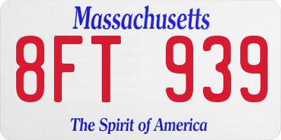 MA license plate 8FT939