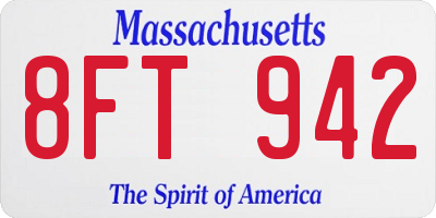 MA license plate 8FT942